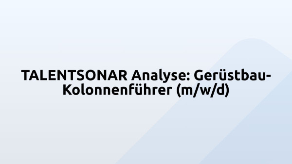 TALENTSONAR Analyse: Gerüstbau-Kolonnenführer (m/w/d)