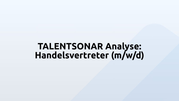 TALENTSONAR Analyse: Handelsvertreter (m/w/d)