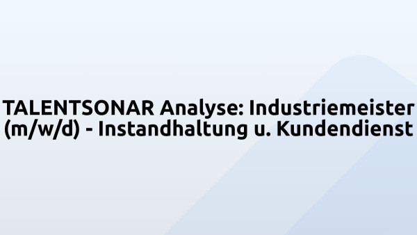 TALENTSONAR Analyse: Industriemeister (m/w/d) - Instandhaltung u. Kundendienst