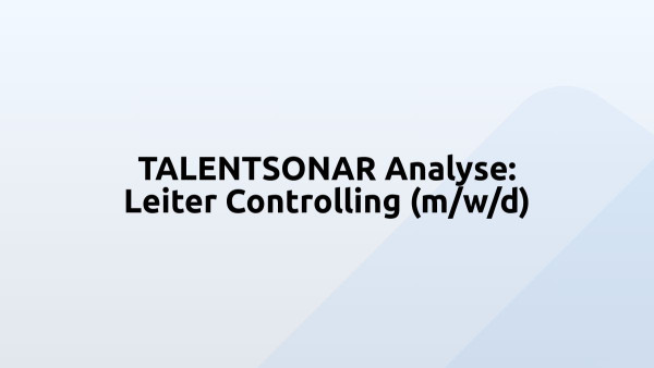 TALENTSONAR Analyse: Leiter Controlling (m/w/d)