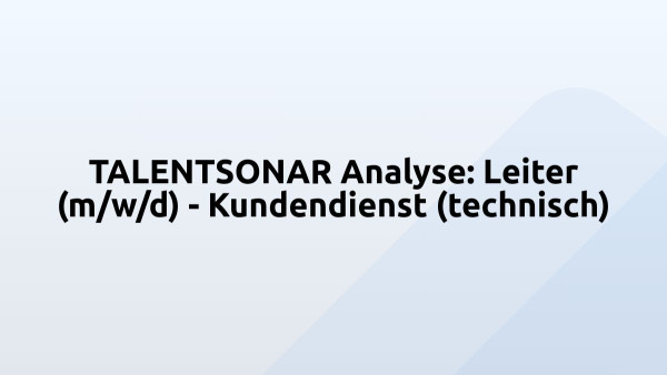 TALENTSONAR Analyse: Leiter (m/w/d) - Kundendienst (technisch)
