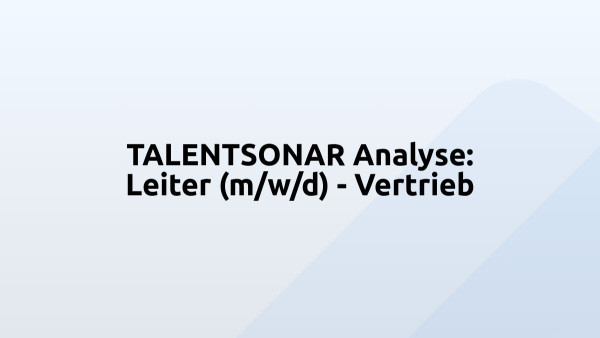 TALENTSONAR Analyse: Leiter (m/w/d) - Vertrieb