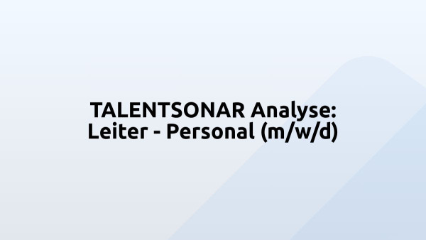 TALENTSONAR Analyse: Leiter - Personal (m/w/d)
