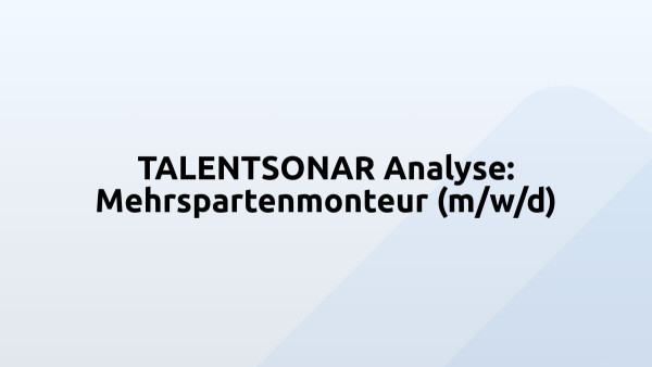 TALENTSONAR Analyse: Mehrspartenmonteur (m/w/d)