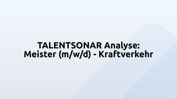 TALENTSONAR Analyse: Meister (m/w/d) - Kraftverkehr