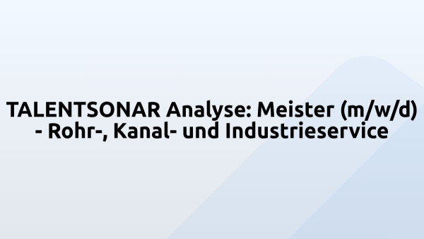TALENTSONAR Analyse: Meister (m/w/d) - Rohr-, Kanal- und Industrieservice
