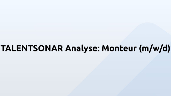TALENTSONAR Analyse: Monteur (m/w/d)