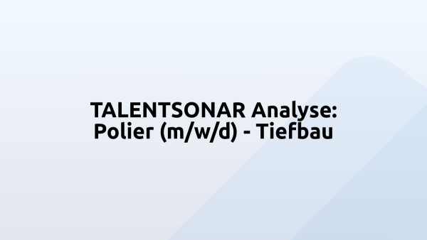 TALENTSONAR Analyse: Polier (m/w/d) - Tiefbau