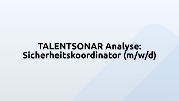 TALENTSONAR Analyse: Sicherheitskoordinator (m/w/d)