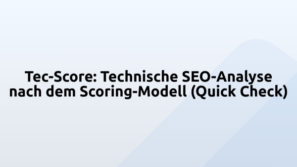 Tec-Score: Technische SEO-Analyse nach dem Scoring-Modell (Quick Check)