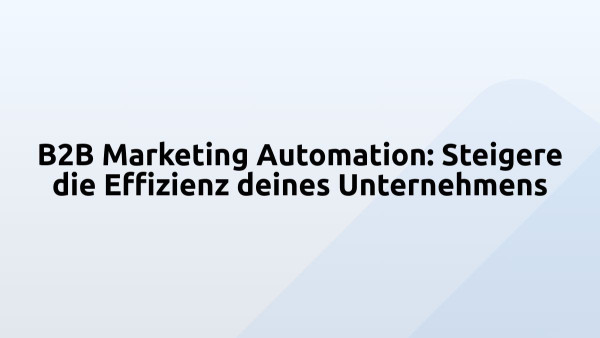 B2B Marketing Automation: Steigere die Effizienz deines Unternehmens