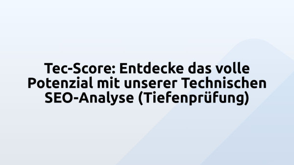 Tec-Score: Entdecke das volle Potenzial mit unserer Technischen SEO-Analyse (Tiefenprüfung) 