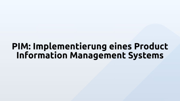 PIM: Implementierung eines Product Information Management Systems