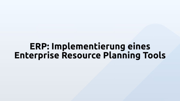 ERP: Implementierung eines Enterprise Resource Planning Tools