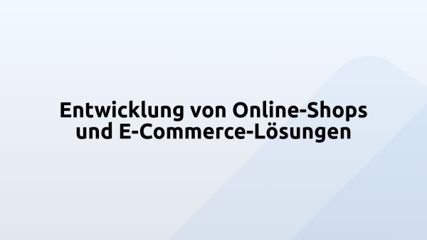 Entwicklung von Online-Shops und E-Commerce-Lösungen