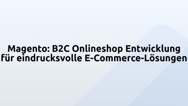Magento: B2C Onlineshop Entwicklung für eindrucksvolle E-Commerce-Lösungen