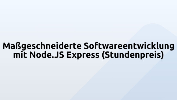 Maßgeschneiderte Softwareentwicklung mit Node.JS Express (Stundenpreis)
