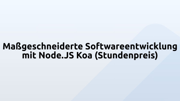 Maßgeschneiderte Softwareentwicklung mit Node.JS Koa (Stundenpreis)