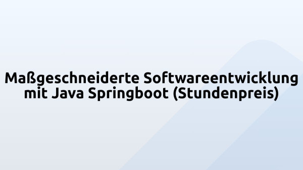 Maßgeschneiderte Softwareentwicklung mit Java Springboot (Stundenpreis)