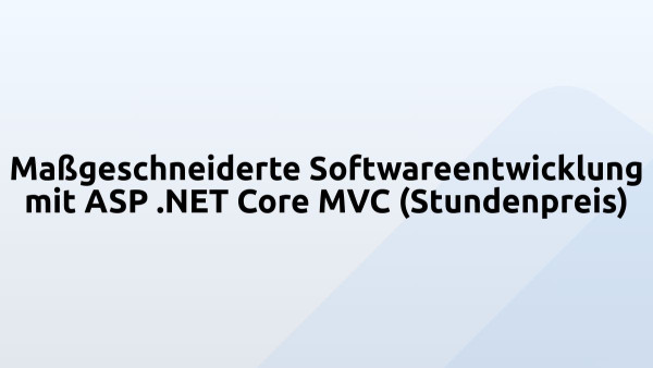 Maßgeschneiderte Softwareentwicklung mit ASP .NET Core MVC (Stundenpreis)
