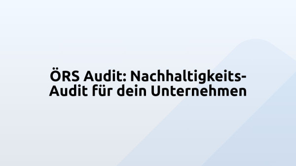 ÖRS Audit: Nachhaltigkeits-Audit für dein Unternehmen
