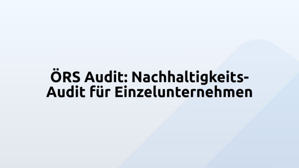 ÖRS Audit: Nachhaltigkeits-Audit für Einzelunternehmen