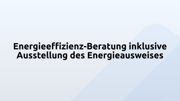 Energieeffizienz-Beratung inklusive Ausstellung des Energieausweises