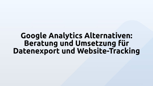 Google Analytics Alternativen: Beratung und Umsetzung für Datenexport und Website-Tracking
