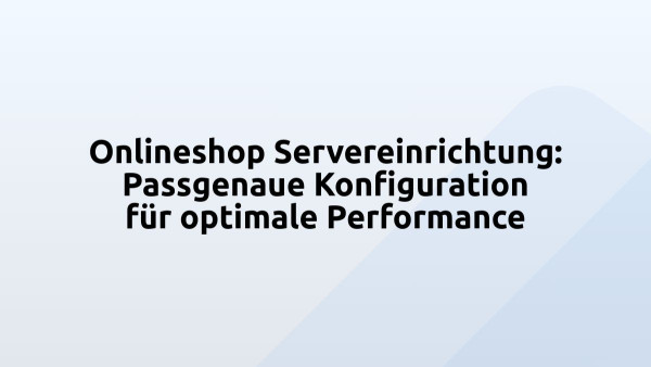 Onlineshop Servereinrichtung: Passgenaue Konfiguration für optimale Performance