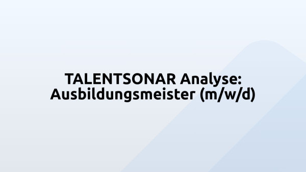 TALENTSONAR Analyse: Ausbildungsmeister (m/w/d)