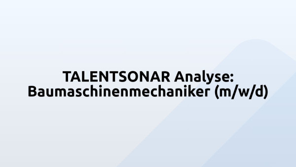 TALENTSONAR Analyse: Baumaschinenmechaniker (m/w/d)