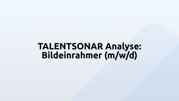 TALENTSONAR Analyse: Bildeinrahmer (m/w/d)